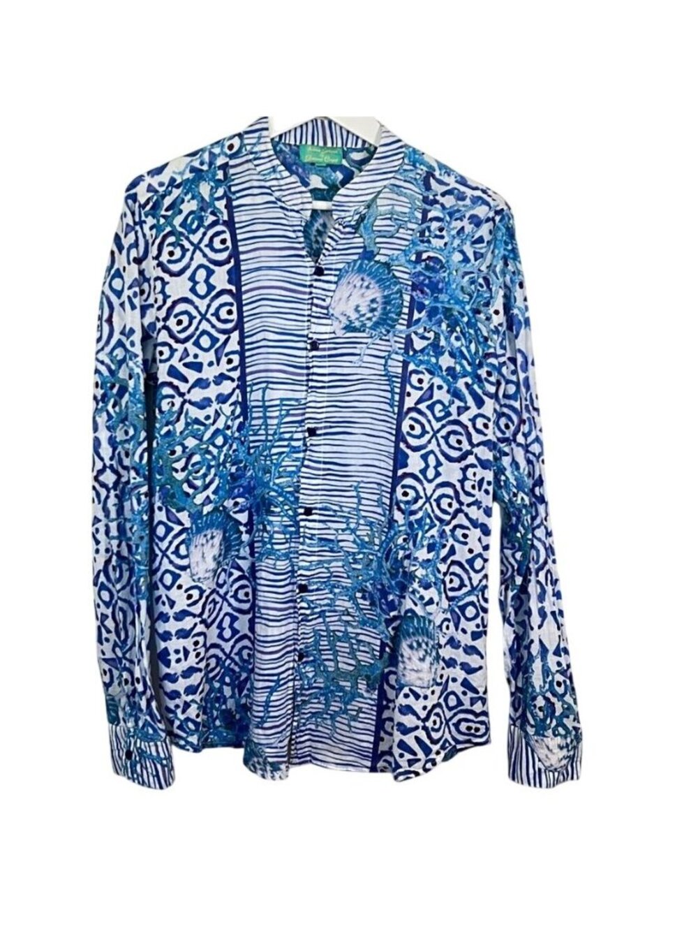 Antica Sartoria Positano Blue Cotton Swim Cover Up Tunic Blue Amalfi Resort S/M - Picture 2 of 15